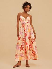 Travachic 女士度假海星珊瑚图案性感吊带连衣裙 - 彩色 - 查看 3