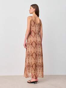 Nöista Deep V Neck Maxi Dress In Printed Fabric. - Yellow - View 2