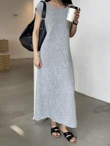DAZY Women's Casual Backless Dress For Commuting, Summer - Light Grey - View 3