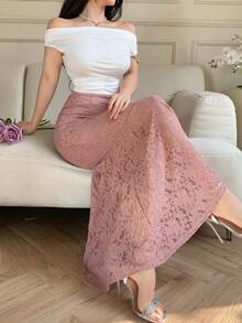 DAZY Elegant Lace Mermaid Skirt For Women, Spring/Summer - Pink - View 5