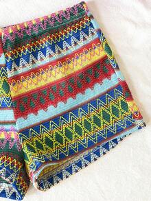 Tween Girl Casual Asymmetric Textured Striped Off-Shoulder T-Shirt And Shorts 2-Piece Set - Multicolor - View 4