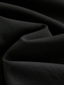 Girlism 少女连体衣和连身裤 海军蓝褶皱阔腿宽松连身裤配腰带，休闲风格 - 黑色 - 查看 5