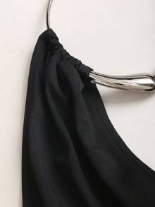 Sweetra Women's Metal Lock Necklace Choker, Suitable For Casual Vacation, Backless Bodysuit, Spring/Summer - Black - View 5