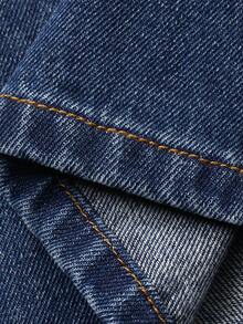 FRIFUL 女士宽松休闲牛仔连体裤，后腰处采用钥匙孔系带设计 - 藍色 - 查看 7