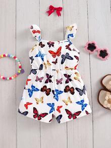 Travachic KIDS Babygirl Casual Knit Elastic Cute Cartoon Pattern Camisole Romper, Suitable For Summer - Multicolor - View 2