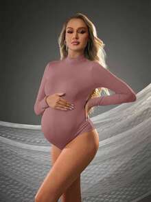 Cheriluna Maternity 孕妇纯色立领长袖连体衣 - 珊瑚粉 - 查看 5