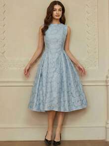 Aveloria Rosie Vestido sin mangas con cintura ceñida y abertura, estilo acampanado - Azul - Ver 5