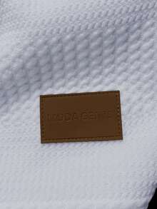 EGENSIO 男士休闲纯色提花短袖Polo衫，夏季 - 白色 - 查看 5