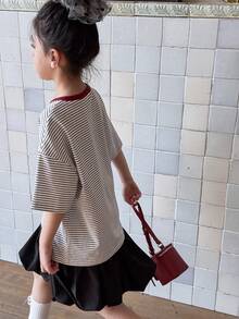 DAZY Camiseta de manga raglán holgada y a rayas para uso diario de niñas preadolescentes, verano - Multicolor - Ver 5