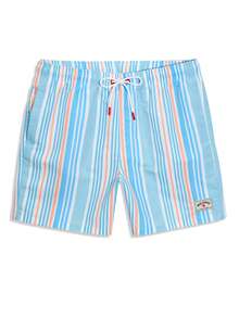 Manfinity KASUA Quần short đi biển nam mùa hè kẻ sọc, cạp chun. - Màu xanh ngọc - Xem 6