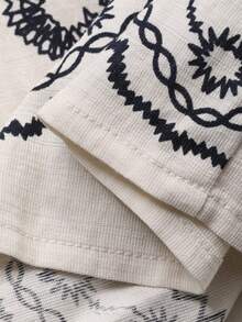 DAZY 女士优雅印花V领系带喇叭袖连体裤，春夏款 - 米色 - 查看 7