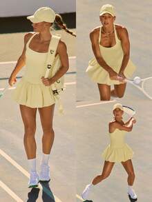 GLOWMODE Sunny Rounds Nylon Water-Repellant Lightweight Adjustable Back Closure Mesh Sweatband Reflective Logo Tennis Embroidery Tennis Cap Hat Golf Pickleball Daily Casual Wear - Beige - View 7