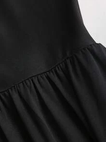 Sweetra Elegant Black Backless Metal Buckle Halter Waist Wide Leg Jumpsuit, Suitable For Party And Gathering, Spring/Summer - Black - View 4