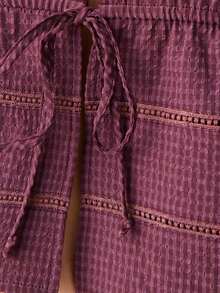 Nöista Top con cuello en V profundo, abertura frontal y lazo - Burdeos - Ver 6