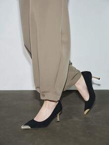 New Stylish Women Mid Heel Pointed Toe High Heels, Fashion Versatile Pumps Spring Shoes - Black - View 10