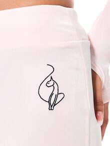 BABYPHAT Pink Velour Flare Leggings With Script Logo Embroidery High Rise Bootcut Wide Leg Comfort Stretch Lounge Pants Fall Winter Cozy - Baby Pink - View 4