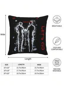 ROMWE Goth 1PC Dark - Style Pillow Cover Can Be Used For Car And Home Decoration To Create A Home Style,Home Decor - Black - View 3