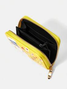 HELLO KITTY AND FRIENDS | SHEIN 1Pc Cat Love Cloud Pattern Simple Style Zipper Change Bag, Suitable For Women. - Yellow - View 4