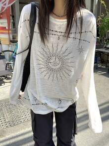 DAZY Women's Round Neck Fresh And Youthful Summer T-Shirt Graphic Tees Women - White - View 1