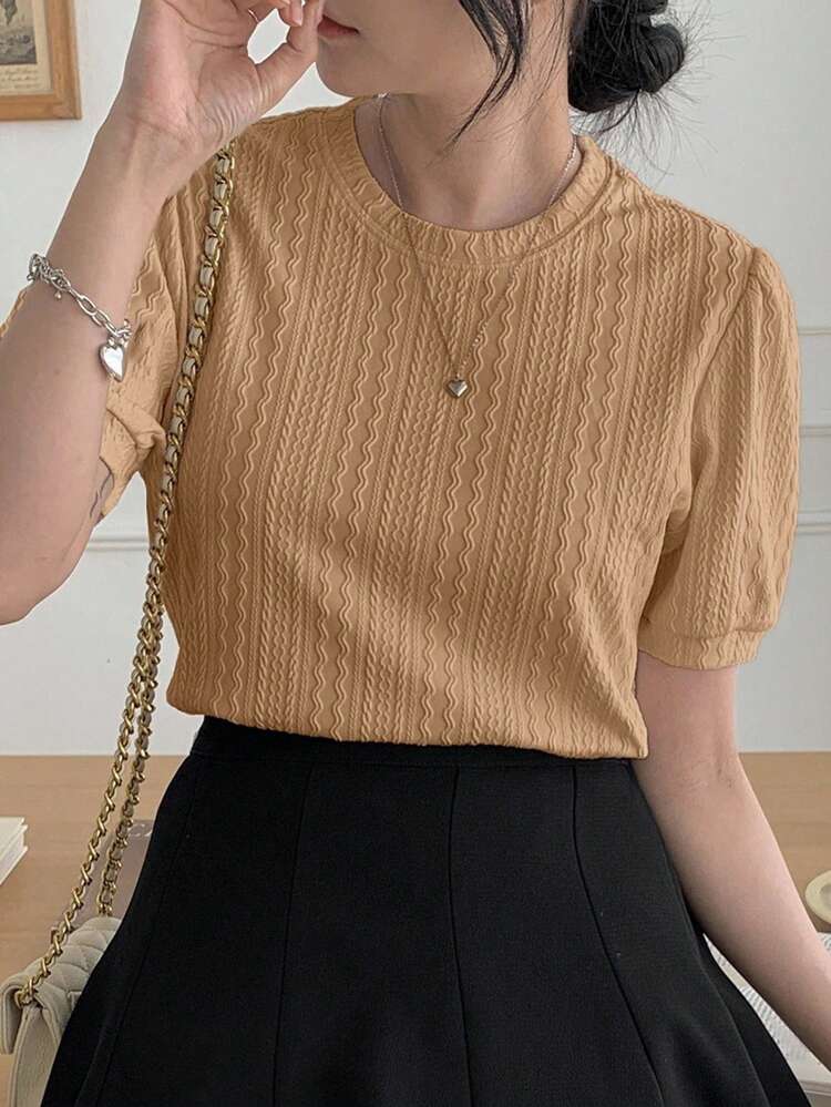 Women's Summer Round Neck Commuting Versatile Loose Casual Short Sleeve T-Shirt