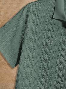 Manfinity VCAY Camisa polo casual de punto de manga corta con textura para hombre - Verde militar - Ver 5