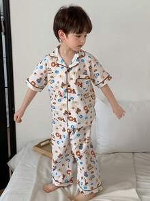 DAZY 男童卡通印花短袖上衣和裤子睡衣套装 - 彩色 - 查看 4