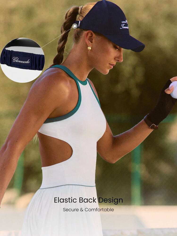 Head In The Game Tennis Embroidery Elastic Back Ponytail Cap Hat Golf Tennis Pickleball Daily Casual Wear
