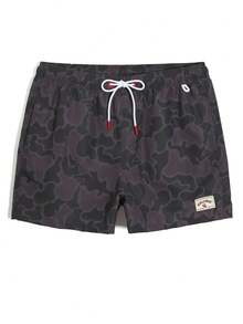 Palasendo Men's Drawstring Waist Camouflage Pattern Beach Shorts - Brown - View 4