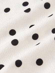 SHEIN MOD 女士蕾丝拼接波点吊带背心 - 黑與白 - 查看 8