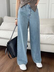 DAZY Women/Girls Casual Loose Fit Denim Jeans, Korean Style - Blue - View 4