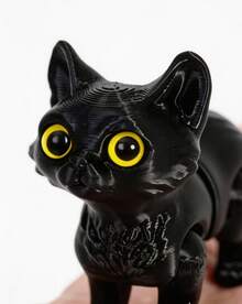 POKOJA LAND - BESTSELLERS 1-Pack 3D Printed Kitten With Retractable Tail - Articulated Poseable Model & Creative Gift For Kids - Multi-color - black (random eye color) - View 2