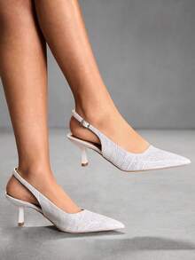 CUCCOO SZL Zapatos de tacón alto de punta elegantes y de moda para fiestas - Blanco - Ver 3