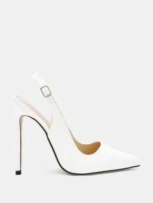 Glitzique Fall/Winter 2025 Women Minimalist Slingback Sandals, Point Toe Stiletto Heeled Elegant Pumps,Sexy,Elegant,Pointed Heels - White - View 9