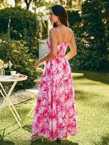 KARISMINA 女士印花无袖露脐上衣和半身裙休闲两件套 - 粉色 - 查看 2