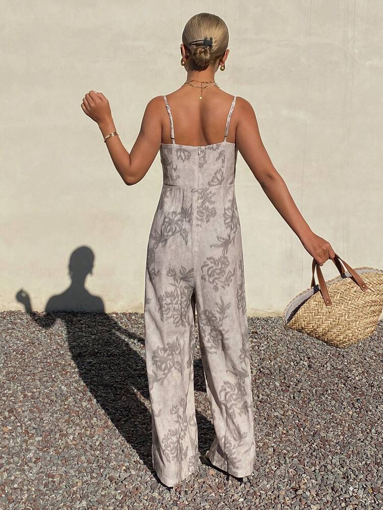 Women's Floral Print Casual Jumpsuit, Suitable For Vacation And Daily Wear Jumpsuits For Women Lounge Sets For Women