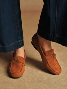 Rosivie Zapatos planos casuales y versátiles de ante color caramelo para uso diario - Color caramelo - Ver 2