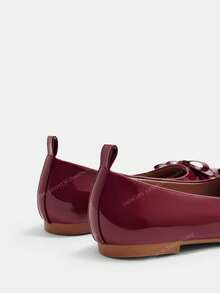 CUCCOO CURVES Women's Bow Decor Casual Versatile Fashion Flat Shoes - Burgundy - View 3