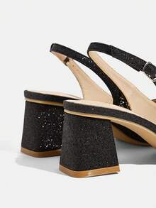 CUCCOO TILAWA Women's Shoes Are Wrapped In Cloth Square And Glass Rhinestone Decorative Pointed Women's High-Heeled Shoes, Suitable For Going Out, Banquets, Parties And Other Activities - Black - View 13