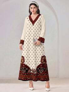 Al Najma Vestido estilo árabe modesto y casual - Multicolor - Ver 3