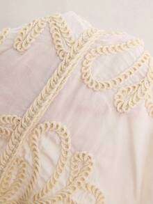 Freevana Women's Embroidered Mesh V-Neck Single-Breasted Casual Versatile Daily Wear Knit Vest Top - Maroon - View 7