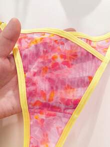 PetitDoll Bộ đồ lót nữ 2 món phối màu tương phản, viền bèo nhún, kiểu dáng ngọt ngào. - Nhiều màu - Xem 9