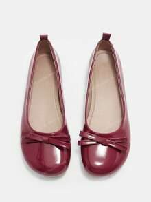CUCCOO CURVES Women's Bow Decor Casual Versatile Fashion Flat Shoes - Burgundy - View 1