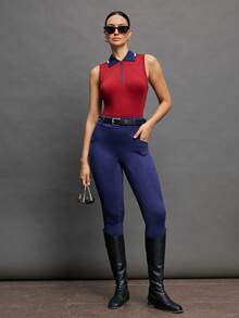 Activina Women's Casual Sleeveless Polo Shirt For Summer - Burgundy - View 5