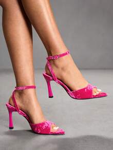 CUCCOO SZL Sandal Hak Tinggi Minimalis Wanita Warna Maroon yang Dapat Diatur, Untuk Pemakaian Sehari-hari Kasual, Sepatu Musim Semi, Liburan Musim Semi, Paskah, Pesta Prom, Natal, Sepatu Musim Semi Musim Panas - Beludru vertikal naik merah - View 8
