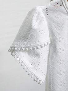SHEIN 少女白色上衣 白色襯衫 短袖飾邊細節 夏季上衣 吊帶上衣 背心上衣 背心上衣 娃娃裝上衣 鬆軟上衣 夏季上衣 襯衫 夏季服裝 白色洋裝 背心上衣 襯衫 白色上衣 抹胸上衣 可愛上衣 - 白色 - 查看 5