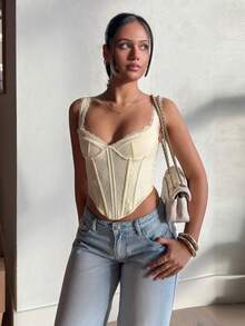 LHSEPT White Lace Camisole Top For Women, White Bra, Women Bra, Fall/Autumn Yellow - Yellow - View 5