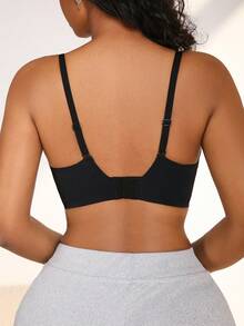 NudeFit 舒适蕾丝边无缝加厚文胸 - 黑色 - 查看 2