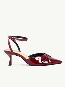 CUCCOO CHICEST Women's Fashionable Elegant Commuting Pumps With Bow Decor Elegant Shoes Wedding Shoes - Burgundy - View 5