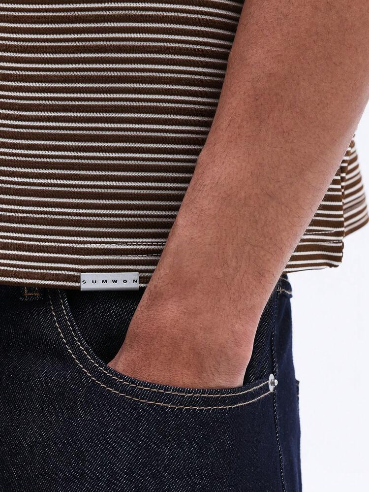 Striped Polo Shirt With Zip Collar