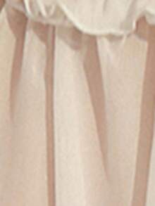 DelicateAllure 女士纯色荷叶边吊带背心和短裤睡衣套装 - 白色 - 查看 6